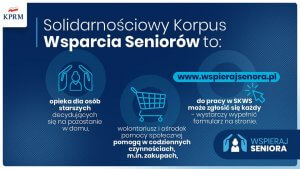 Zdjęcie przedstawia planszę dot. Solidarnościowego Korpusu Wsparcia Seniorów