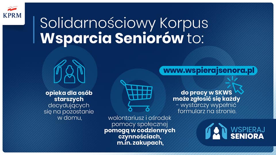 Zdjęcie przedstawia planszę dot. Solidarnościowego Korpusu Wsparcia Seniorów