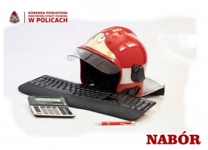 Grafika przedstawiająca atrybuty strażaka i księgowego