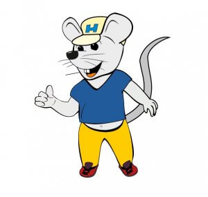 Zdjęcie przedstawia kolorową i wesołą Myszkę w ubraniu