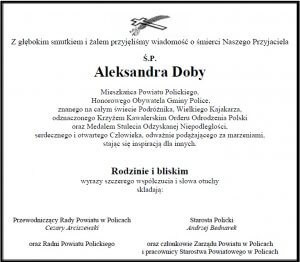 Kondolencje śp. Aleksandra Doby