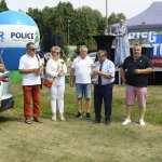 Wręczanie pucharów na Biegu Neptuna przez Joannę Napiwodzką Wicestarostę Polickiego, Dyrektora Ośrodka Sportu i Rekreacji w Policach Waldemara Echausta oraz Burmistrza Polic Władysława Diakuna