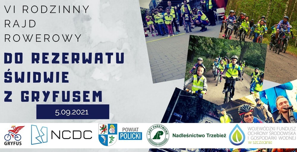 Plakat promujący wydarzenie rajdu rowerowego nad jezioro Świdwie