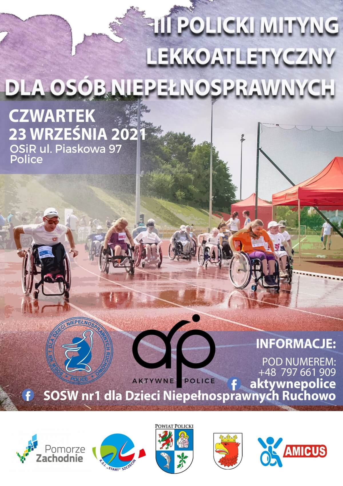 Plakat promujący wydarzenie pod nazwą III Policki Mityng Lekkoatletyczny