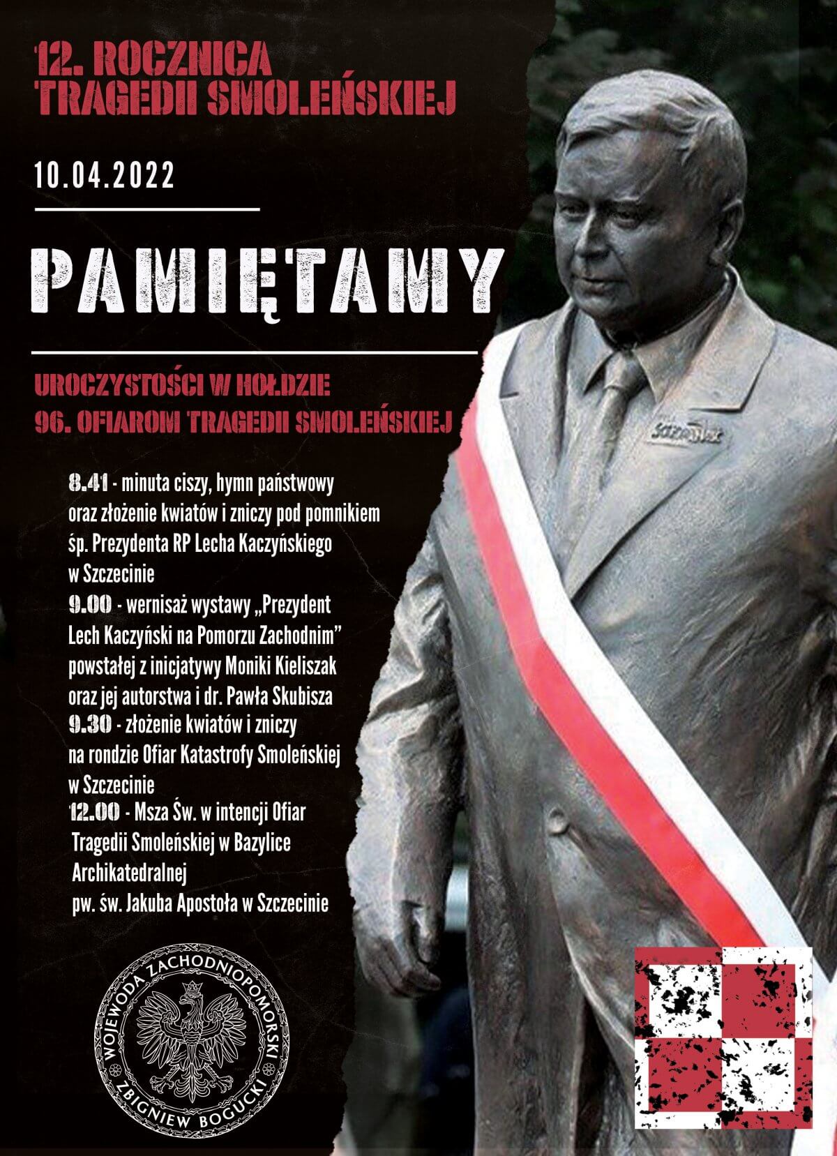 Plakat informujący o rocznicy katastrofy smoleńskiej