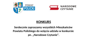 Plakat informujący o konkrusie Narodowe Czytanie