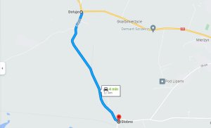 Mapka poglądowa obejmująca odcinek Dołuje-Stobno