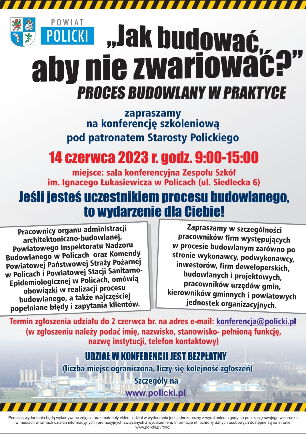 Plakat informujący o konferencji szkoleniowej.