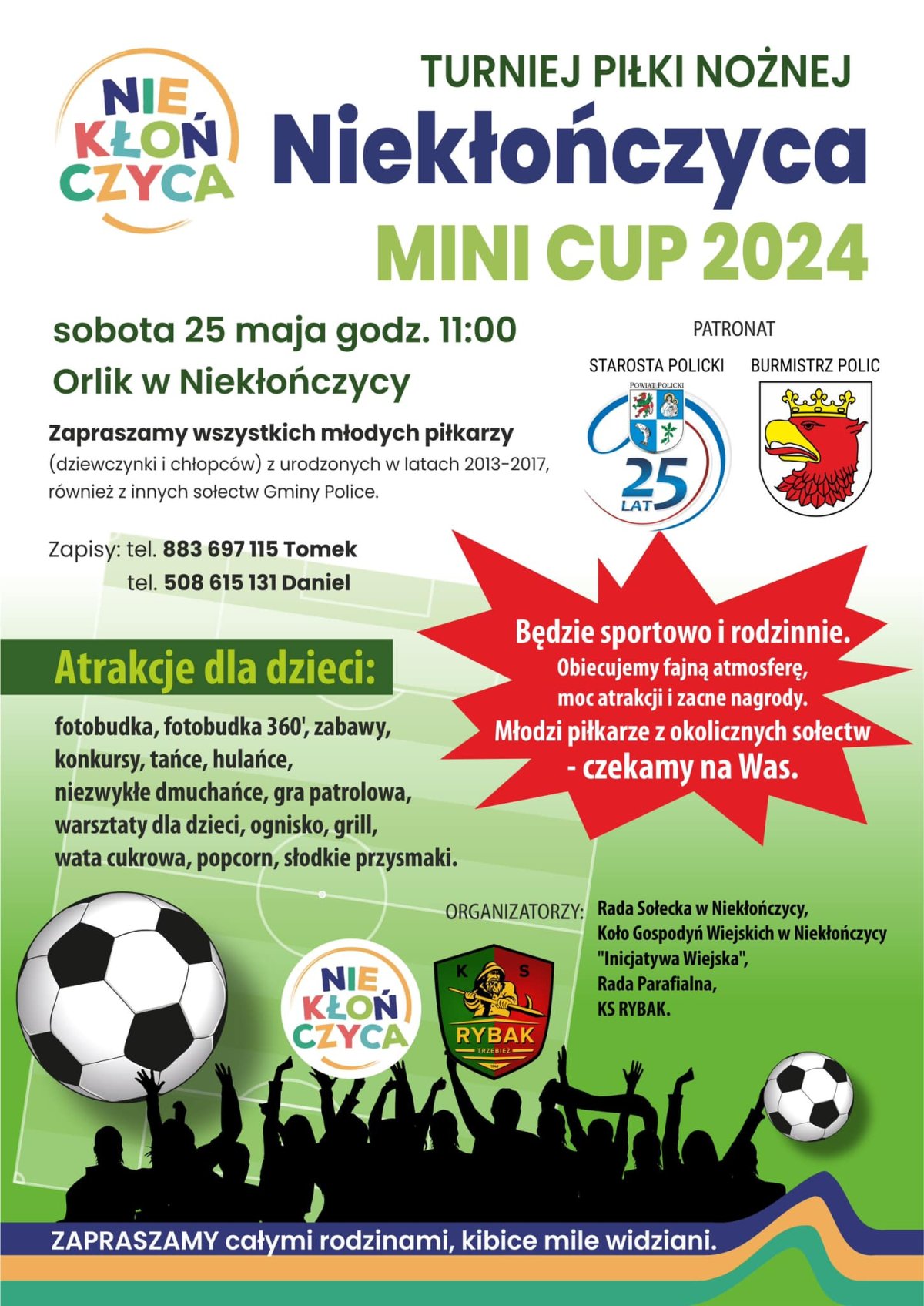 Plakat Turnieju Piłki Nożnej Niekłończyca MINI CUP 2024