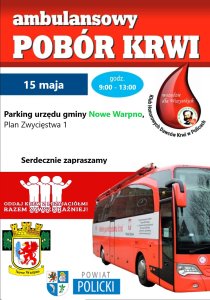 plakat ambulansowego poboru krwi w nowym warpnie