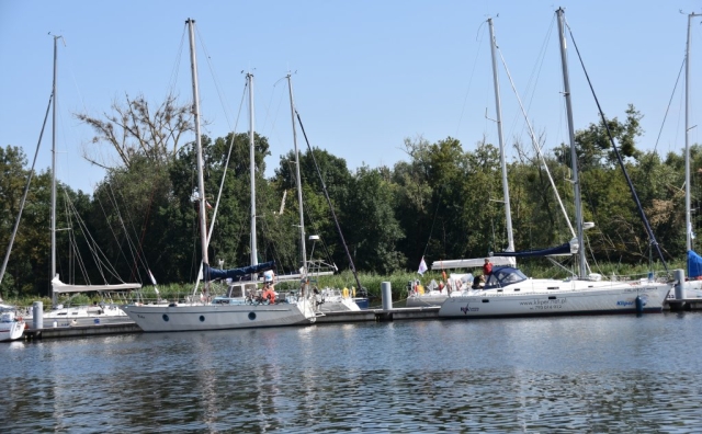 Łódki na wodzie w porcie jachtowym