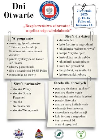 Plakat inforumujący o wydarzeniu w PSSE w Policach